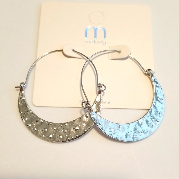 3 for $15 Textured Silver Hoop Earrings - Picture 3 of 8
